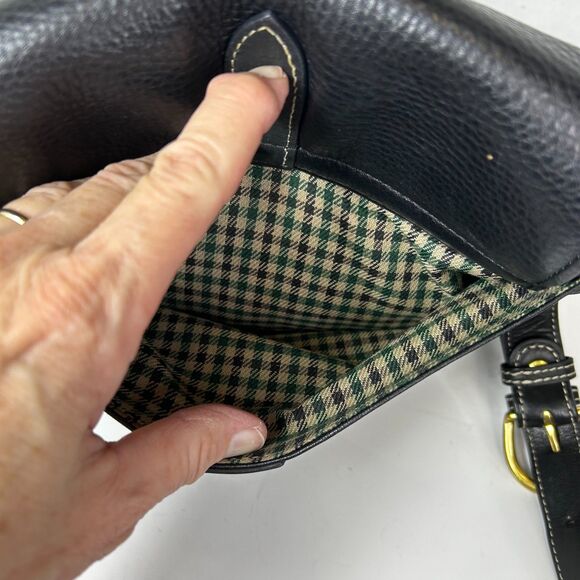 Vintage Ghurka Black Pebble Calfskin Luxury Leather Flap Shoulder Crossbody Bag - Picture 9 of 16